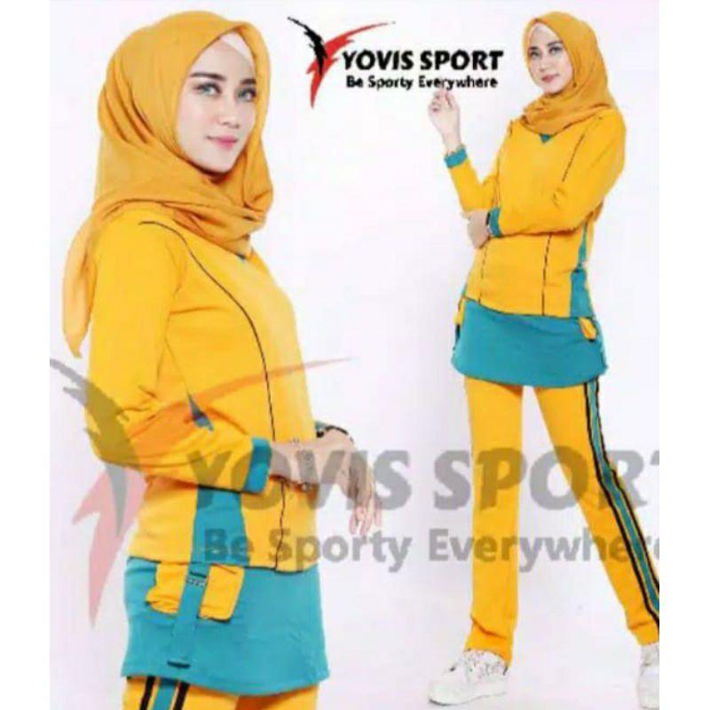 [ JUMBO ] Setelan Senam Celana Rok Yovis Sport Original 1