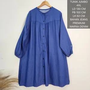Tunik Jumbo Wanita Ld 130 Cm Bahan Jeans Premium
