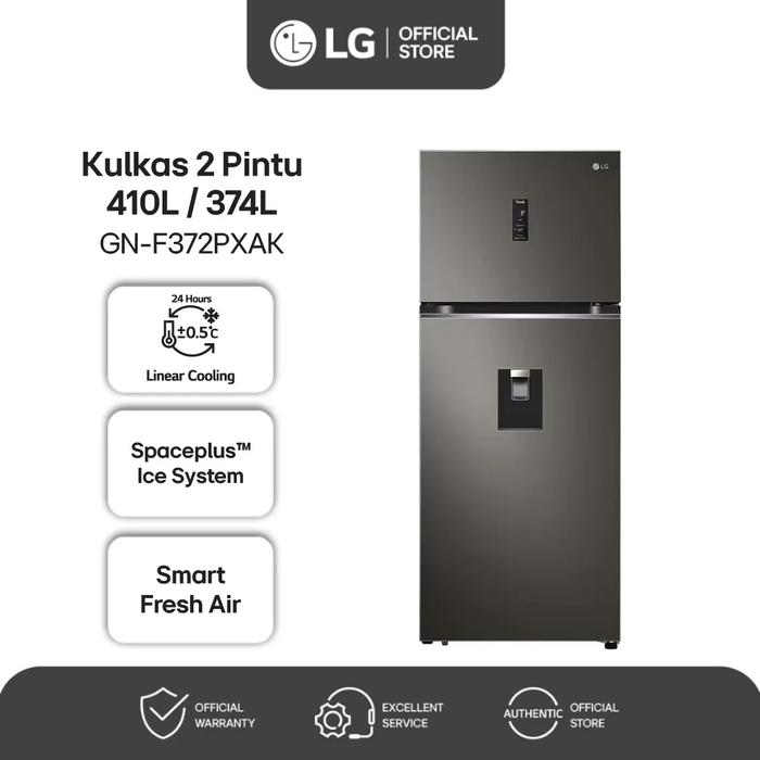 Gambar LG Kulkas 2 Pintu 410L Gross / 374L Net - Automatic Ice Maker - Smart Inverter - Model GN-F372PXAK dari LG Official Store Kota Surabaya Tokopedia