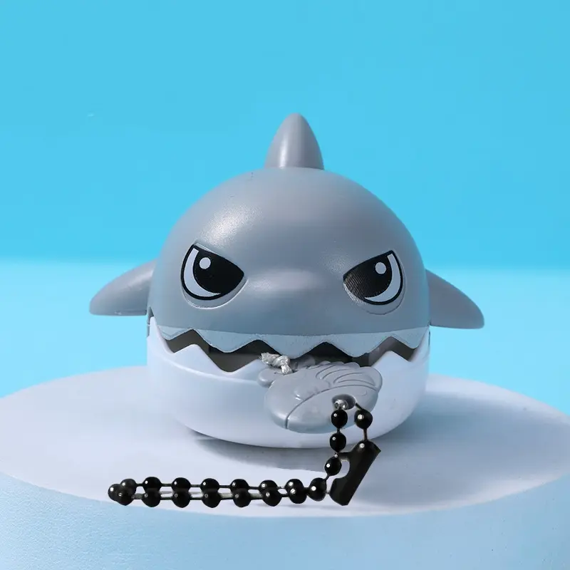 Gantungan Kunci Model Hiu Liontin Kawat Tarik Benang Gigit bisa ditarik digantung di tas Mainan Lucu Keychain 1