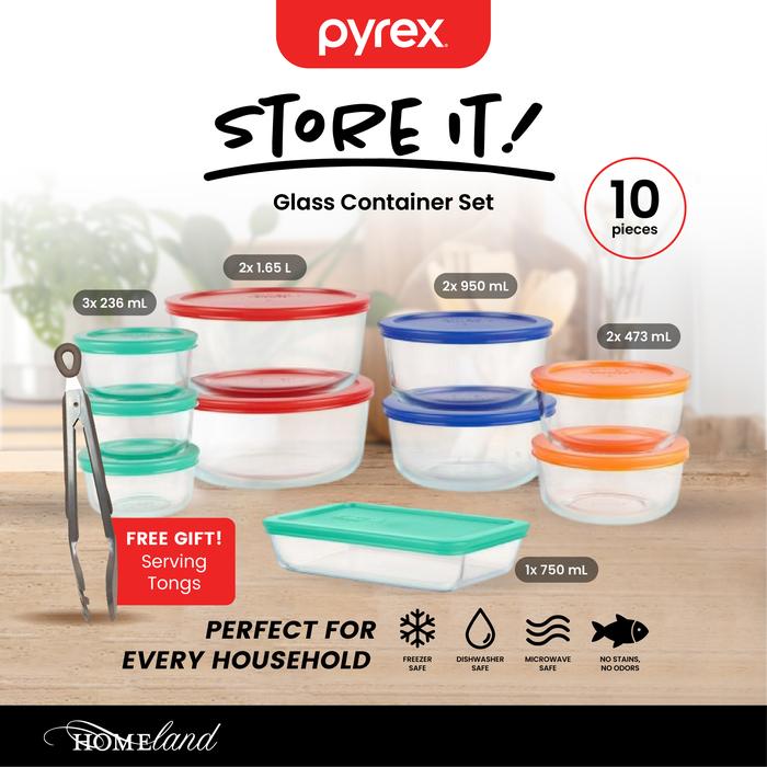 Gambar PYREX Simply Store Glass Food Storage 10pcs - Kotak Makan Kaca Kedap Udara Microwave Safe BPA Free dari Homeland Store Kota Administrasi Jakarta Pusat Tokopedia