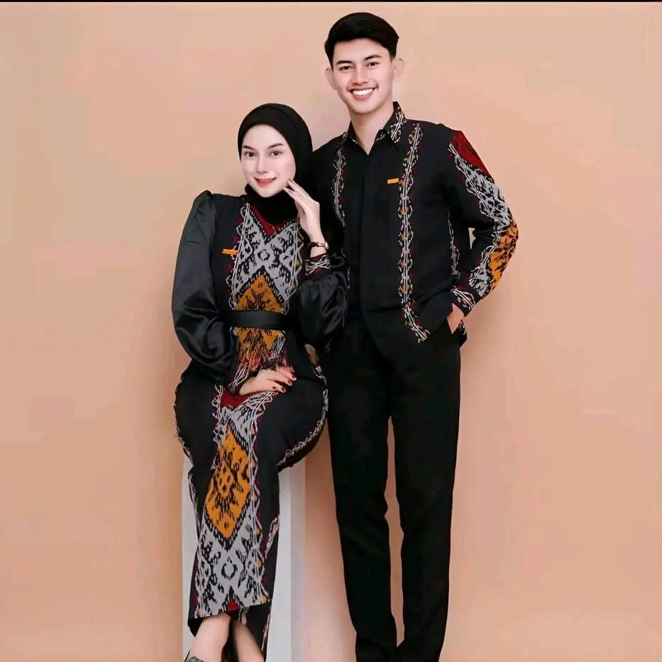 SET PAKAIAN COUPLE TENUN BAJU MUSLIM GAUN GAMIS DRES TENUN KEMEJA TENUN COUPLE PASANGAN KONDANGAN Dewasa Batik Keluarga