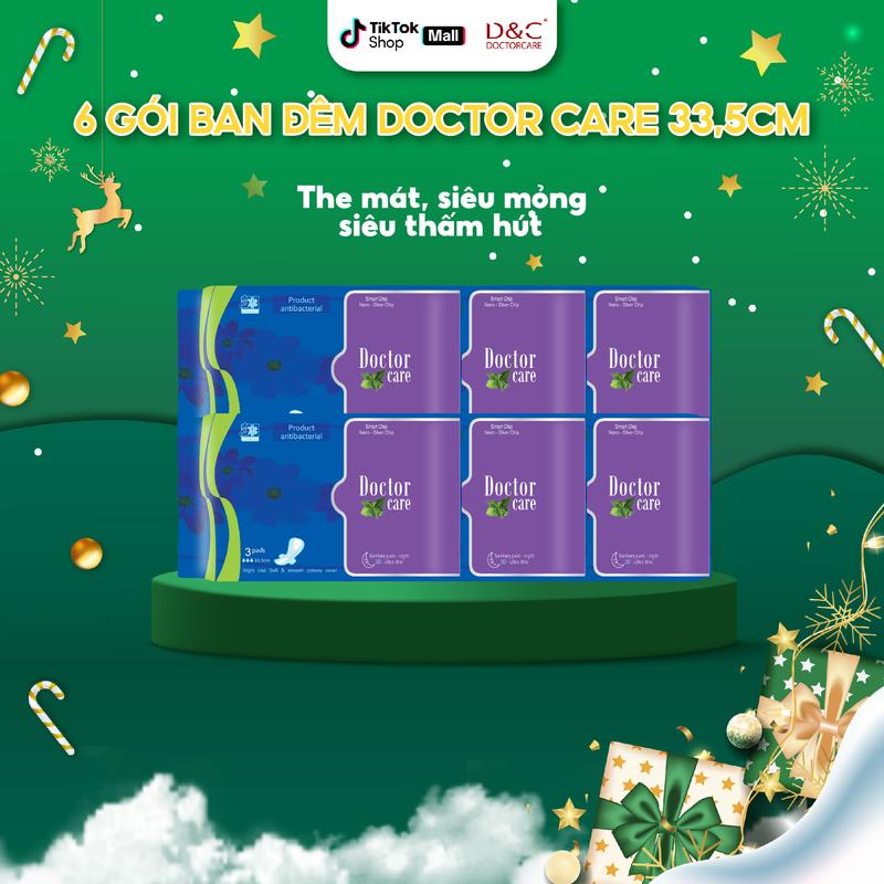  6 gói Băng vệ sinh ban đêm thảo dược D&C Doctor Care mát lạnh dài 33.8cm 
