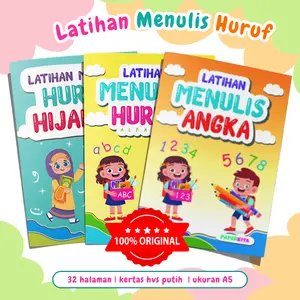 Paperkita Buku Anak Latihan Belajar Menulis Mebaca Mengenal Angka Huruf Alfabet Hijaiyah 32 Halaman A5 Kertas HVS Putih Original