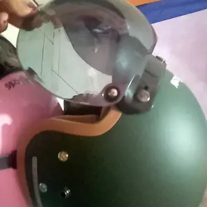 Helm Bogo Dewasa List Coklat Wanita Cewek Full Leher SNI Kaca Cembung Bubble Visor - Motorcycle