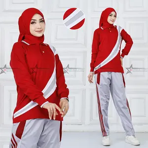 Setelan Kaos Training Olahraga Senam Wanita / Seragaam Baju Olahraga Lengan Panjang / Setelan Senam