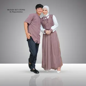 PRQUEEN Couple Musafa - Baju Couple Muslim Pasangan Suami Istri Mewah Modern Style Terbaru untuk Lebaran 2026