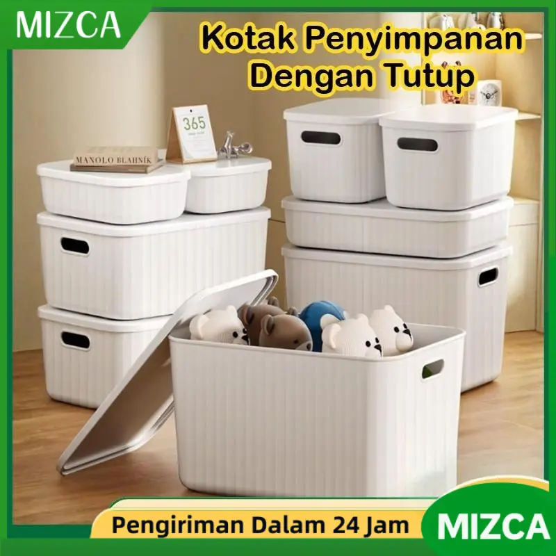 MIZCA Kotak Penyimpanan Plastik Susun Dengan Tutup Storage Box Container Bin Pantry Organizer Keranjang Serbaguna kosmetik Pakaian Toilet Dapur Mainan Makanan Kapasitas Extra Besar COD