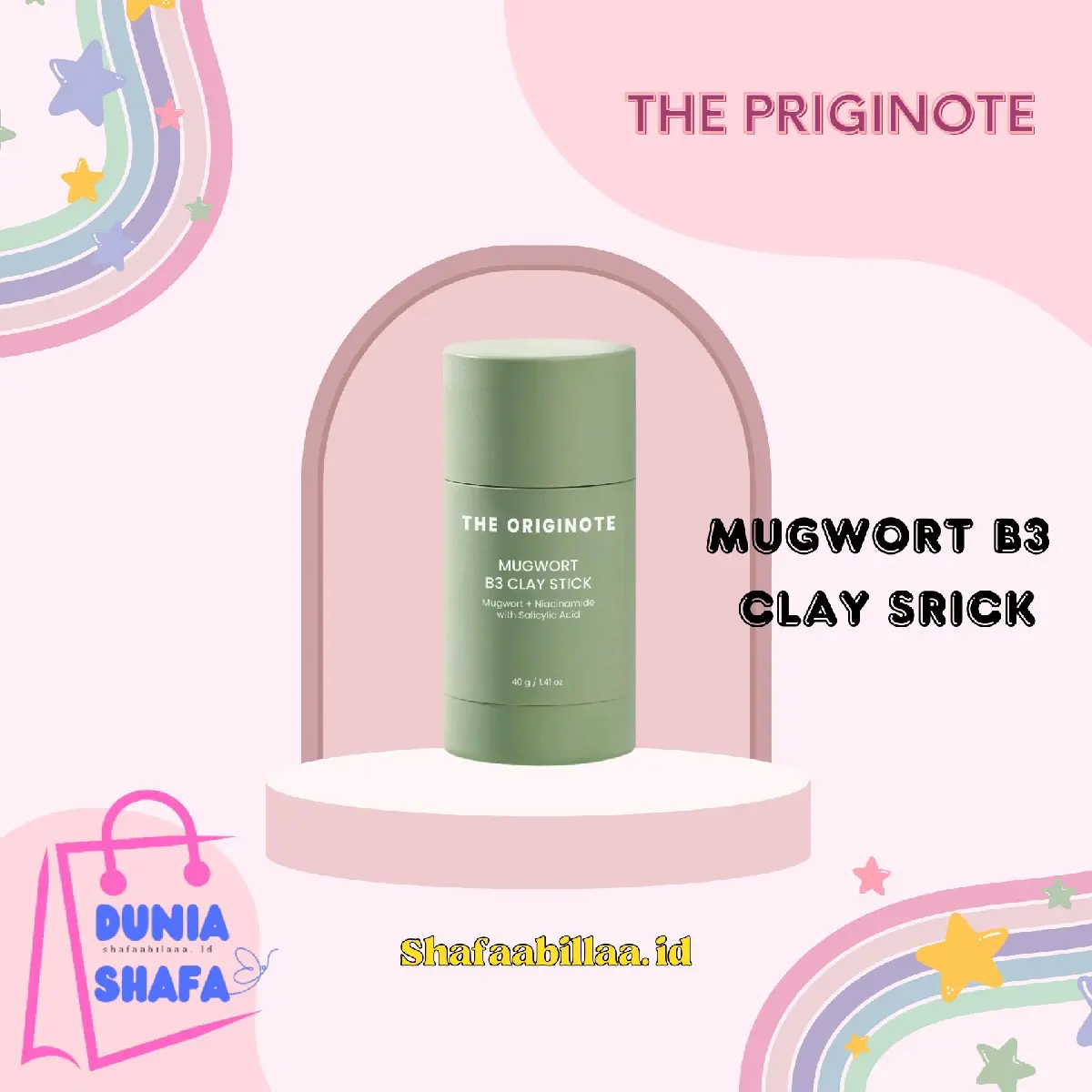 The Originote Mugwort B3 Clay Stick Mask - Masker Wajah Membantu Eksfoliasi dan Menghilangkan Minyak Berlebih Wajah Berjerawat with Niacinamide skincare maskertheoriginote hijau jerawat masker wajah untuk chicken skin
