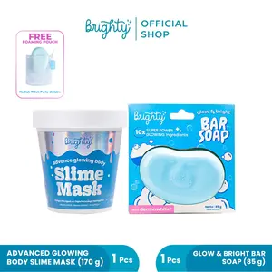 [READY STOCK] Brighty Advanced Glowing Body Slime Mask X Glow & Bright Bar Soap Masker Badan Pencerah Melembabkan glowing