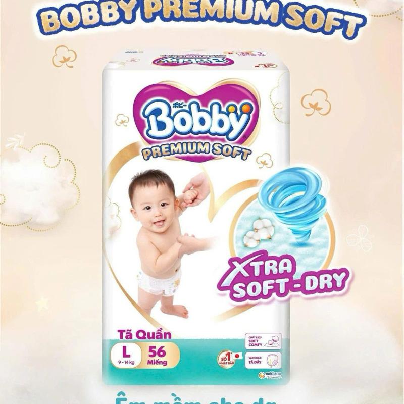 Bobby Tã Quần Premium Soft L 56 Miếng Xtra Soft Dry Cho Bé 9-14kg