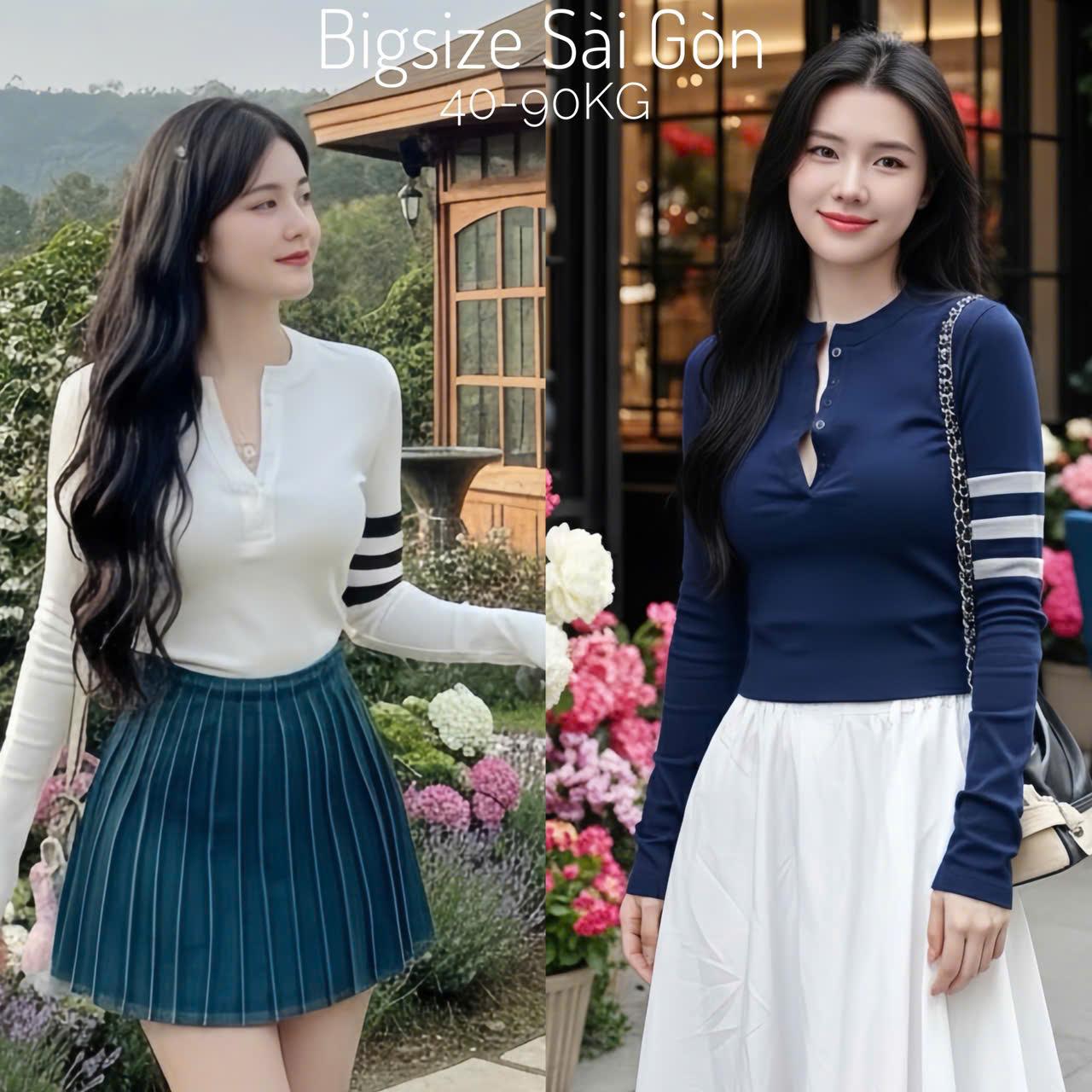 Áo Thun Nữ Tay Dài Cổ V Tiểu Thư Bigsize Cho Nàng 45- 90Kg Dễ Thương Top Nữ Women - B.1429