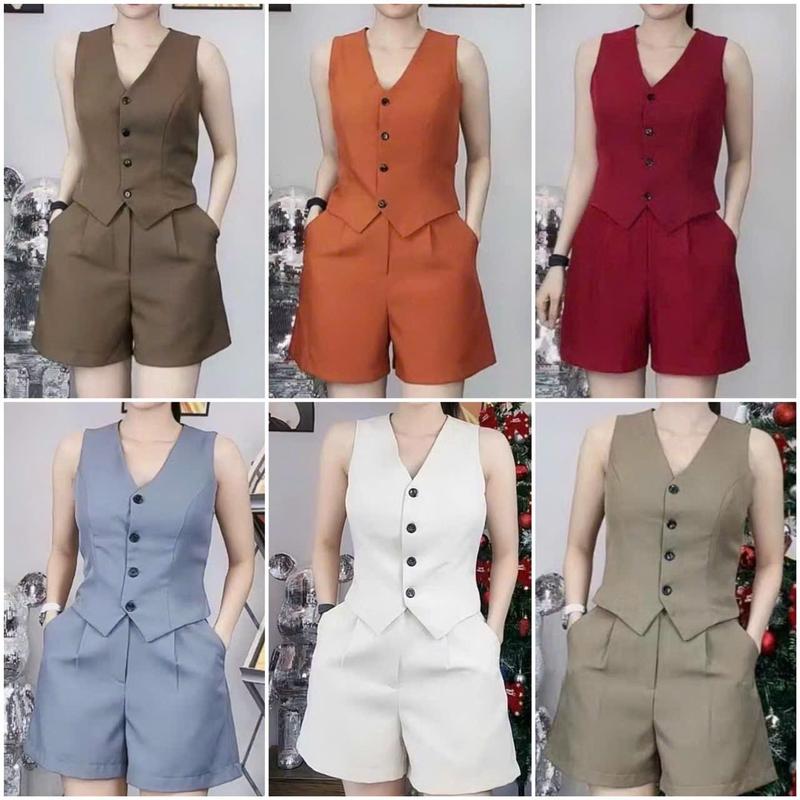 Sét Vest Áo Gile Kèm Quần Ngắn Trẻ Trung Thiết Kế Sang Xịn Có Bigsize XXL- Women Nữ Top