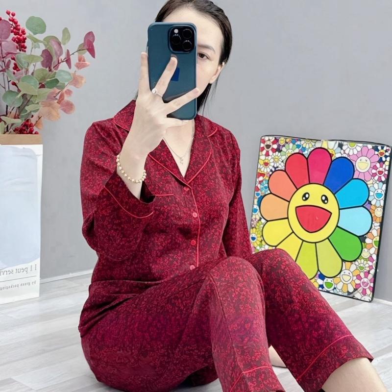 Đồ bộ tay dài Pijama chất liệu lụa mango loại 1 có 2 size 50-70kg - Áo Top Tay Loe Ống Loe Quần Ngủ Ong Lolita