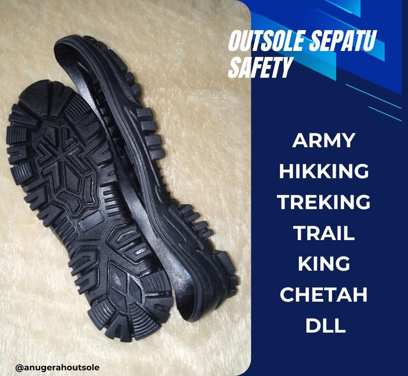Outsole / Sol sepatu safety pria alas sepatu sepatu safety pdl boots King chetah gunung treking tni tentara Hitam Karet semua musim  sol & liner tumit Shoe insole insole  carbon 6