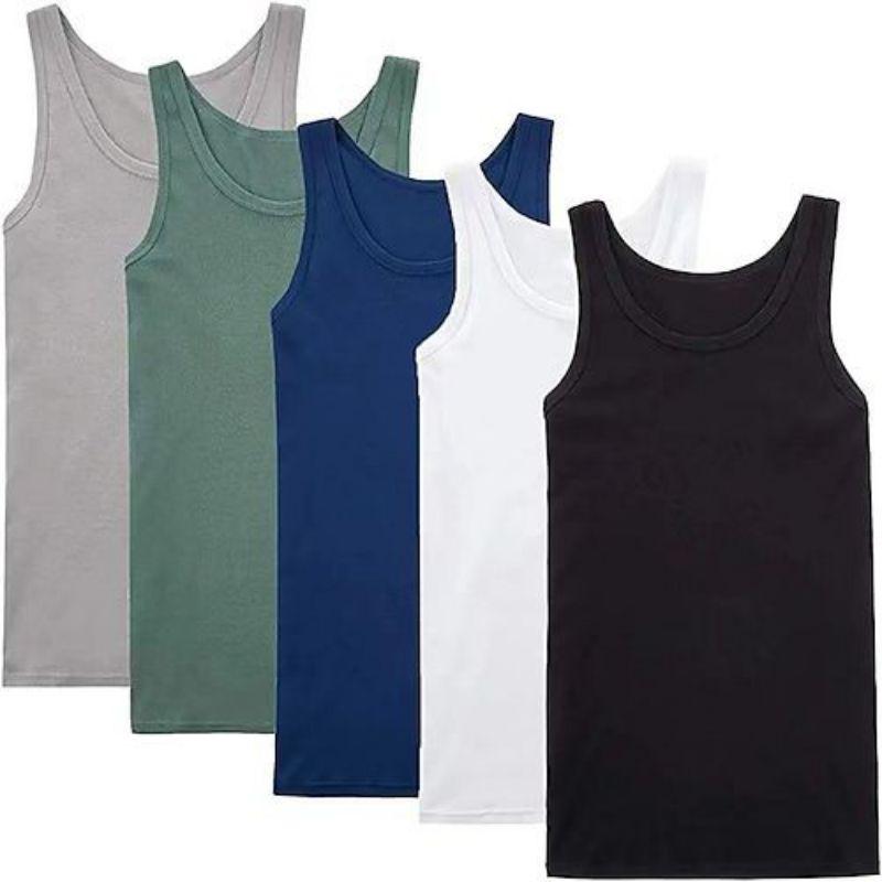 PAKET 4 PCS PAKAIAN / DALAM PRIA / SINGLET /SLIM-FITTING / SANTAI POLOS / Katun Kaos Hitam 2