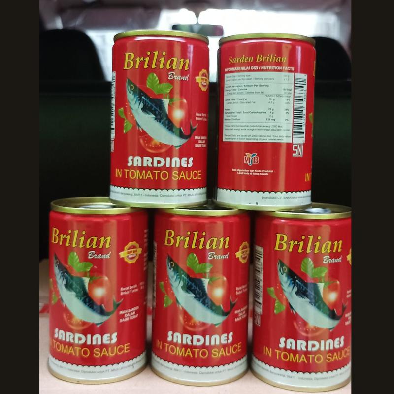 Product Introduction of Brilian sardenis praktis siap masak ikan sarden saus tomat dalam kaleng 425gr (kaleng besar) Exp date 3 tahun 14