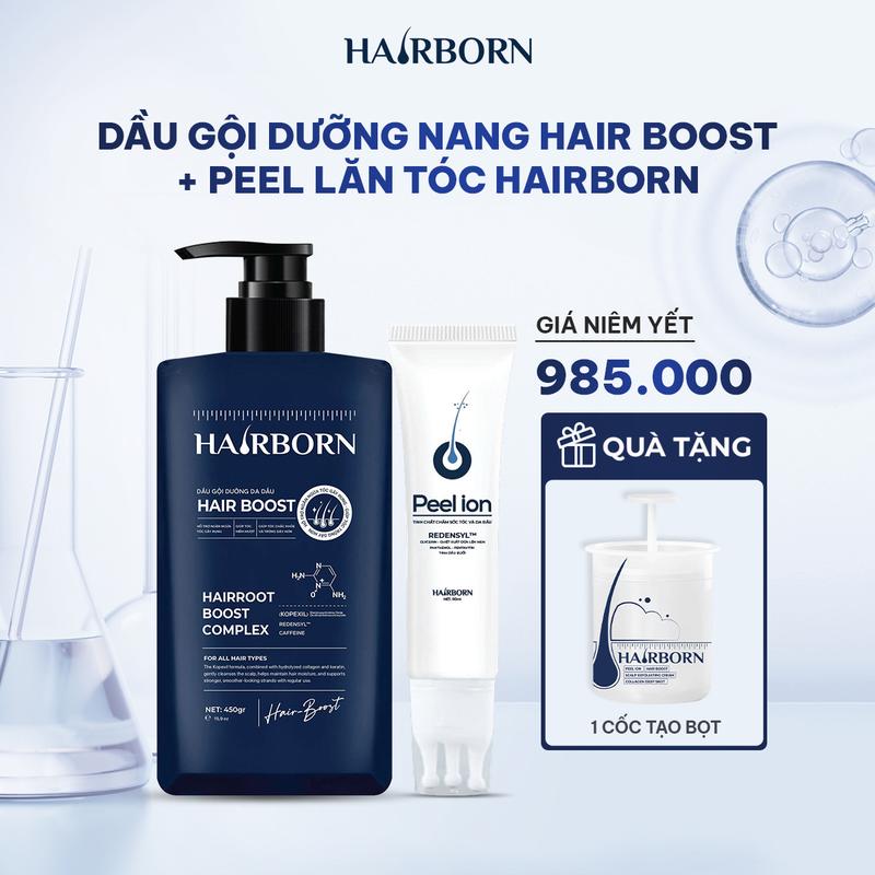 FLASH SALE Combo Dầu Gội Dưỡng Nang + Peel Lăn Tóc HAIRBORN + Tặng 1 Cốc Tạo Bọt * Giúp Phục Hồi Gốc Tóc Kích Mọc Từ Chân Tóc & Nuôi Dưỡng Tóc Hỗ Trợ Giảm Rụng Nhanh Dài Bảo Vệ Tóc. Dùng cho cả Nam & Nữ