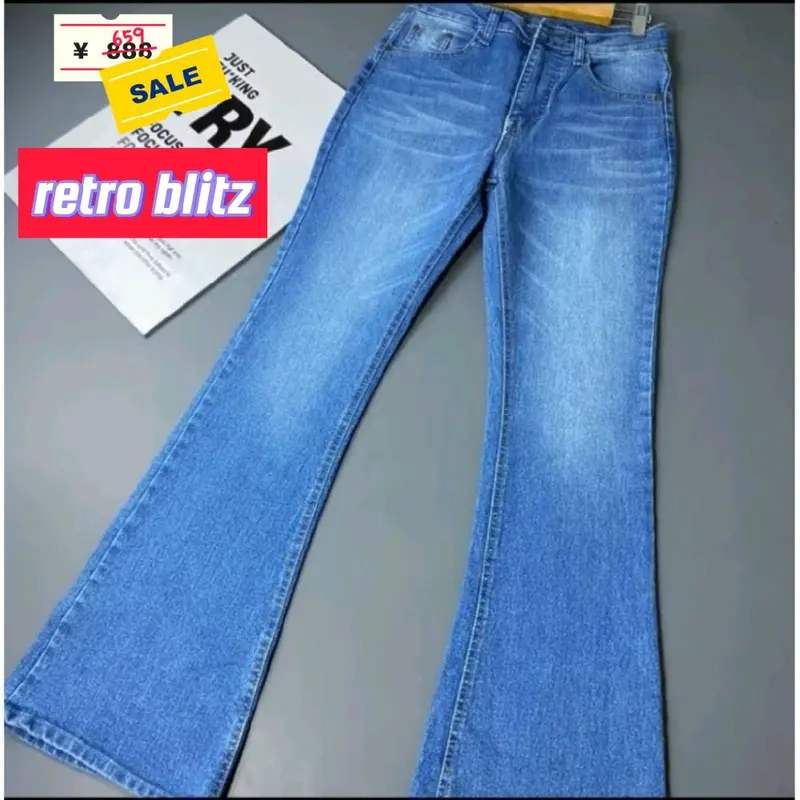 Jeans Wanita Cutbray Highwaist Strech - Model Retro Boyfriend Karet - Panjang, Cewek, Denim 0