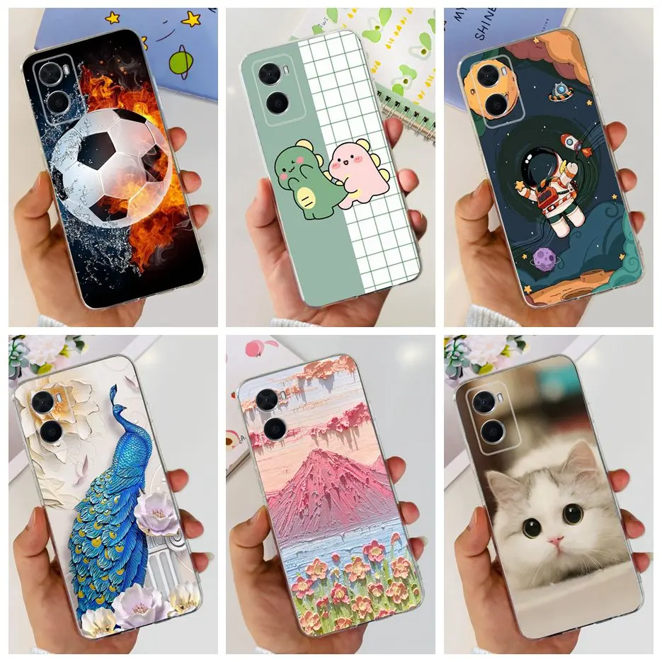 For Oppo A76 A96 4G Case Stylish Painted Cover Clear Silicone Phone Case For Oppo A96 A 76 96 OppoA76 OppoA96 Back Covers Bumper