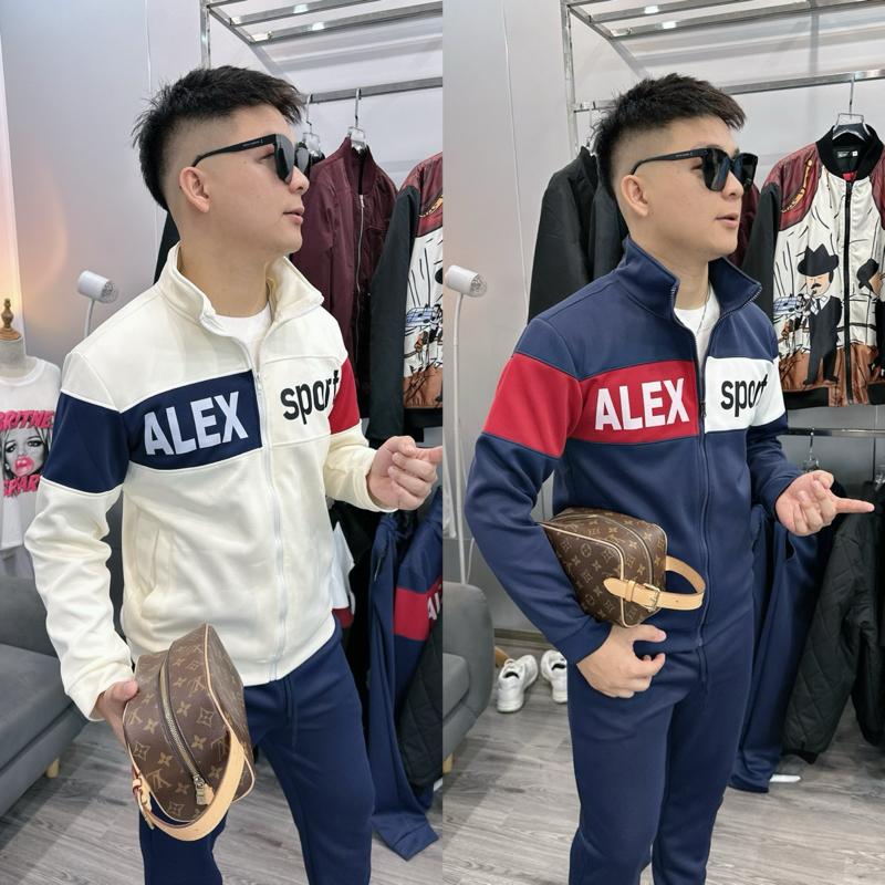 ALEXD01 Bộ thể thao nam đơn giản màu xanh than phối dễ mặc cho nam