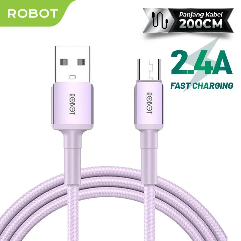 ROBOT Kabel Data RSM200/RSC200/RSL200 Type C Micro USB Lighting 2M Data Cable Original 3