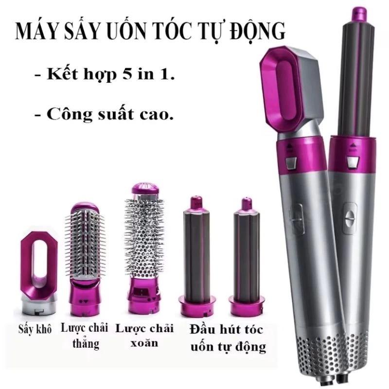 Máy sấy uốn tóc 5in1 - Máy tạo kiểu tóc đa năng 5 đầu (Sấy, Uốn xoăn, Làm phồng) mini 3 mức nhiệt