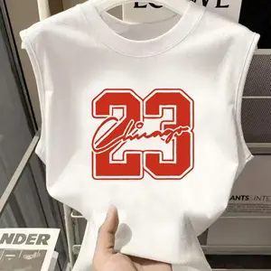 Rompi/Kaos Olahraga Tanpa Lengan Longgar Bermotif untuk Pria, Kerah Bulat, Gaya Terbaru Musim Panas 2026, Atasan Pria dan Wanita, Kaos Olahraga, Gaya Pasangan