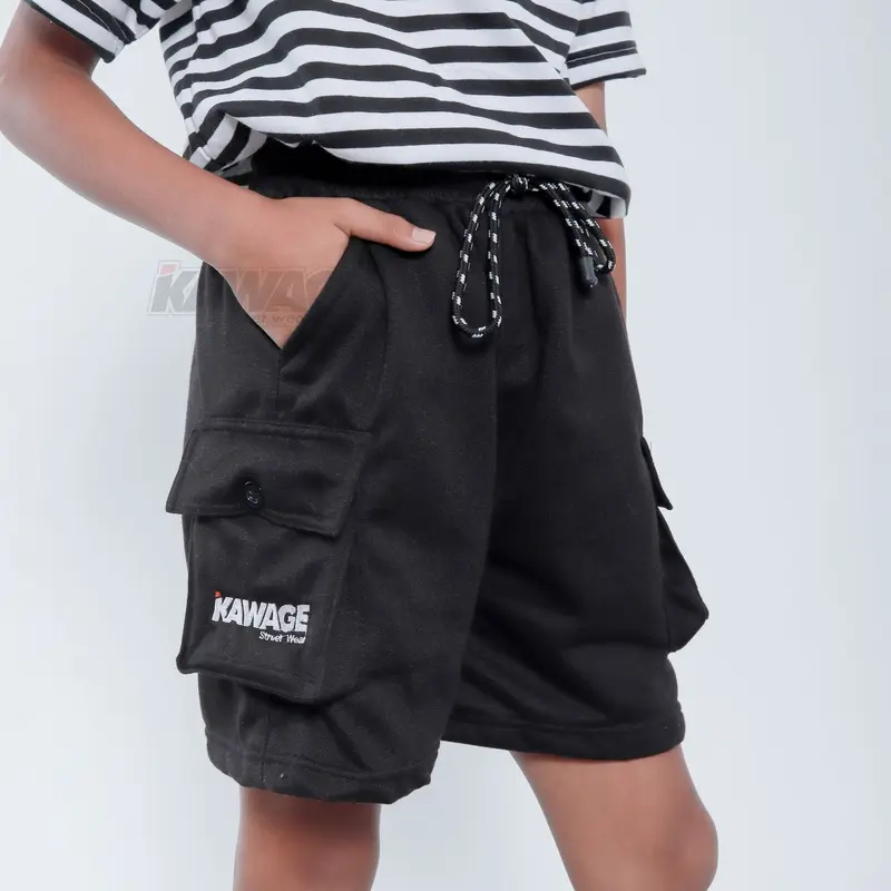 kawage celana cargo pendek anak laki laki celana pendek unisex usia 8-14 tahun bahan pleece tebal 7