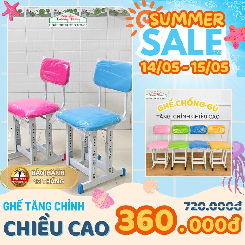 Ghế chống gù tăng chỉnh chiều cao cho học sinh chịu lực 120kg, 3 màu hồng, biển, lá chọn màu ghi chú vào đơn hàng 1
