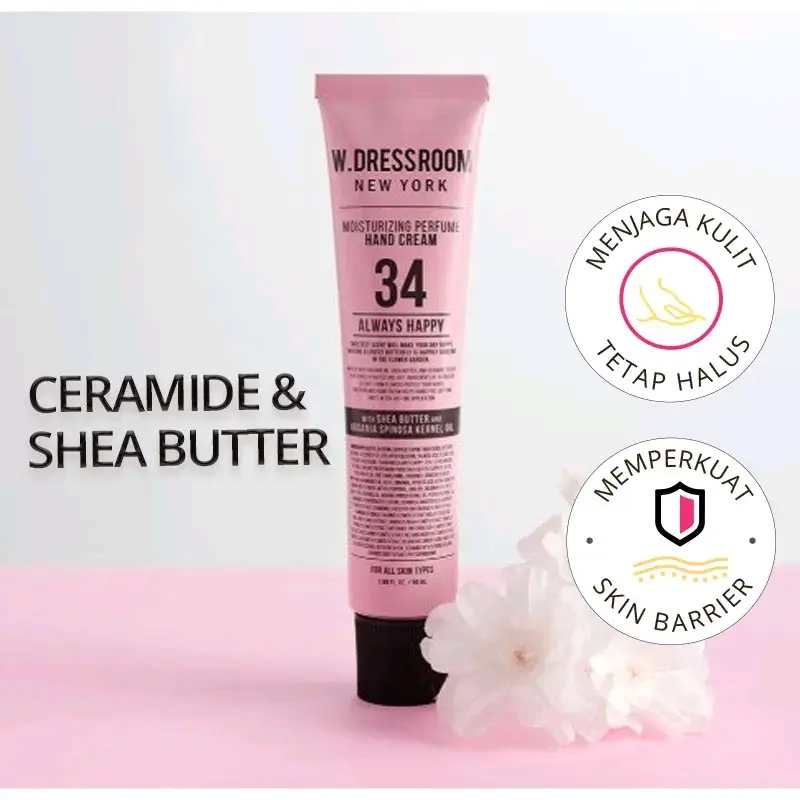 WDressroom Hand Cream No.34 Always Happy Parfum Lotion 50 ml untuk Menjaga Kulit Tangan yang Kering Berminyak Tetap Halus Lembut dan Harum  Bunga Mencerahkan Aging 0