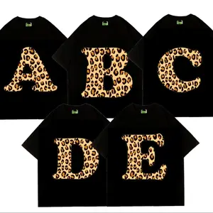 Voski Aime Leopard Name Alfabet A,B,C,D,E,F,G,H,I,J,K,L,M,N,O,P,Q,R,S,T,U,V,W,X,Y,Z  Baju Unisex