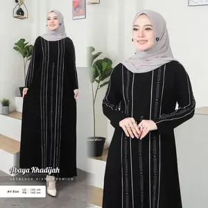 Abaya Khadijah Premium Gamis Arab Muslimah Terbaru Hitam Sample Securty Jet Black Dress Dewasa Mewah Remaja Ceruty Wanita