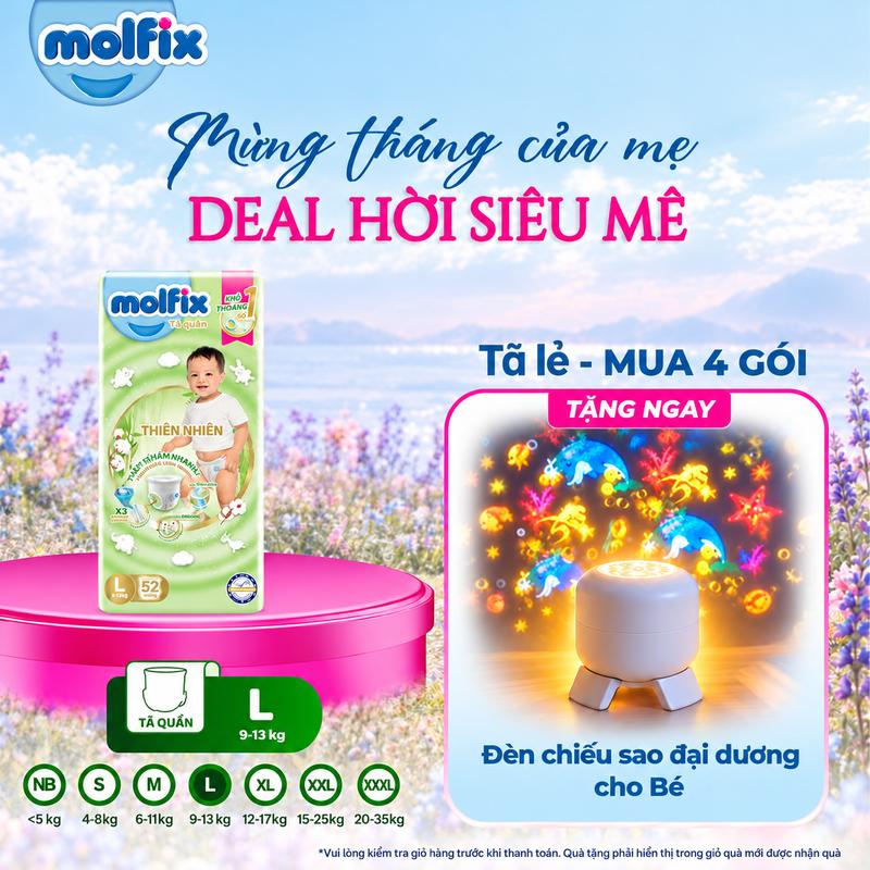 Tã/bỉm quần Molfix Thiên nhiên Super Jumbo đủ size- bịch lẻ Cho Bé