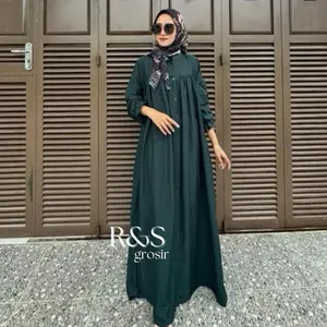 (HANYA GAMIS) GAMIS CALISTA-Lengan balon Bahan Katun Rayon Twill High Quality- dress  Basic muslim Syari Wanita Kancing, gamis viral terbaru