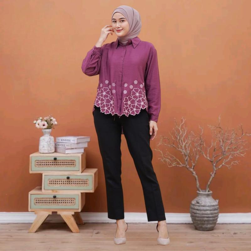 Product Introduction of Opnaisel series Kemeja Bordir Sabrina / Blues Bordir Model Kerah Bahan Polo Linen 18