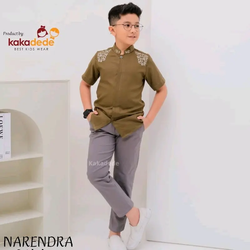 koko anak - koko narendra - koko kakadede - koko burgundy - baju muslim anak laki-laki - koko bordir Setelan 6