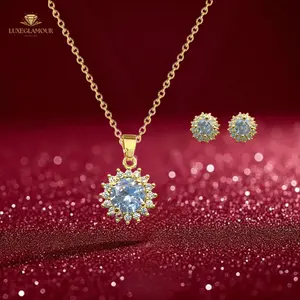 LuxeGlamour - Set Aksesoris Perhiasan Kalung Gold Motif Sun