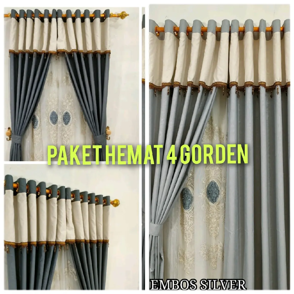 Paket Hemat 4  Horden  Pintu Dan Jendela Renda Hati Premium Ukuran 135CMX220CM Curtain