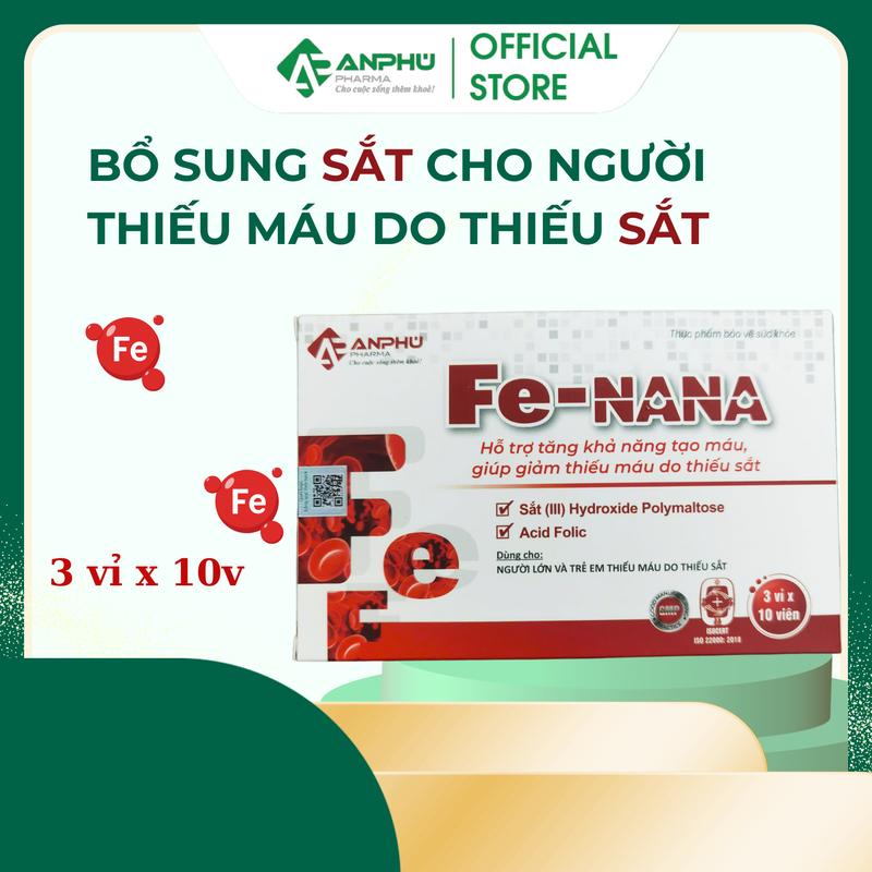 Viên Sắt hữu cơ, Acid Folic, DHA, các Vitamin & Khoáng Chất Fe-Nana dành cho bà bầu, trước và sau sinh, bồi bổ sức khỏe cho người lớn và trẻ em 30 viên