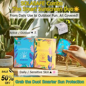 SOLASAFE Sunscreen Card 2IN1 SET SPF30+ SPF50+ 20 Sheets 2g Full Body No White Cast Portable for Office Sports Travel Lightweight Non-Greasy