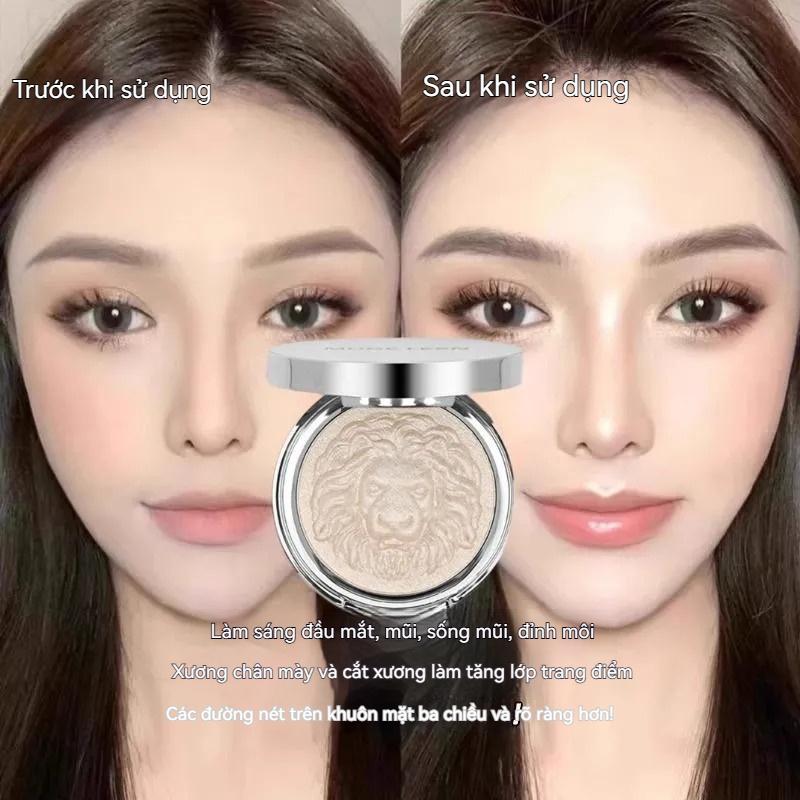 Bút Bắt Sáng Hình Đầu Sư Tử, Cỡ Nhỏ Gọn, Với Màu Gừng Ánh Ngọc Trai Lấp Lánh, Lấp Lánh Mịn, Kết Hợp Chức Năng Tạo Đường Viền Và Làm Sáng, Để Tăng Cường Ba Chiều Cho Khuôn Mặt Và Làm Sáng Da.