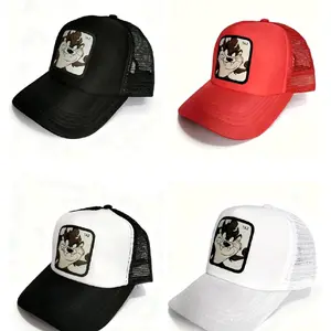 Topi Jaring Tazmania Devil Hitam Merah Putih dan Putih Hitam dengan Desain Karakter Lucu dan Nyaman untuk Penggunaan Sehari-hari Outdoor