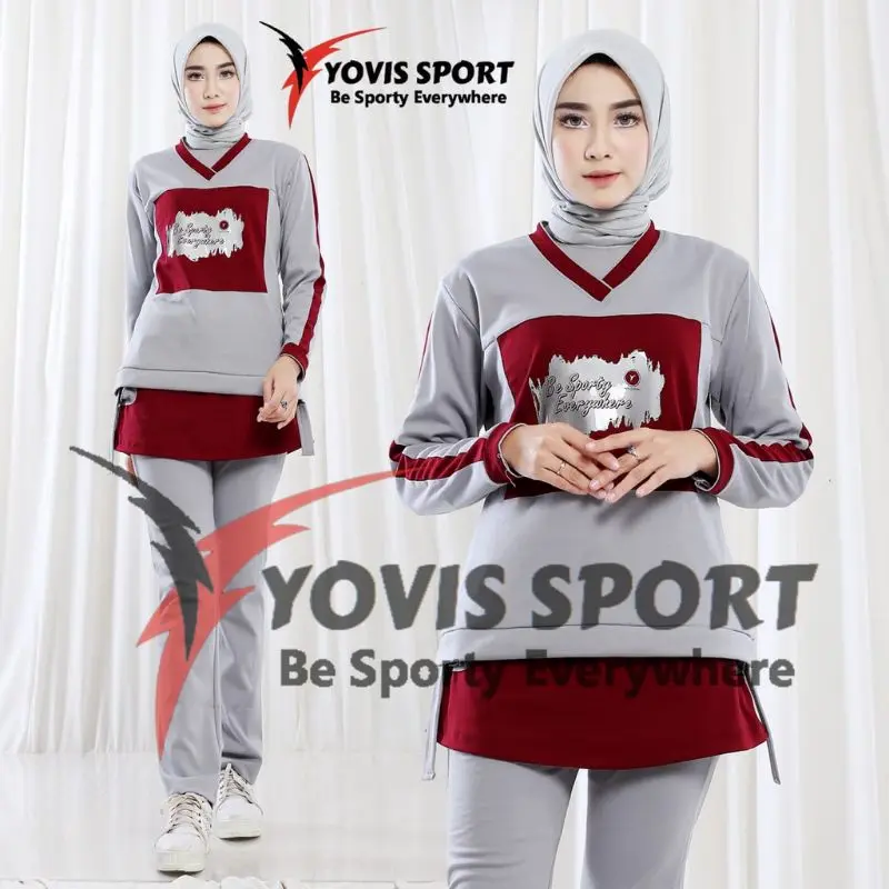 Setelan Senam Joger Wanita Sablon Yovis Sport Original 5