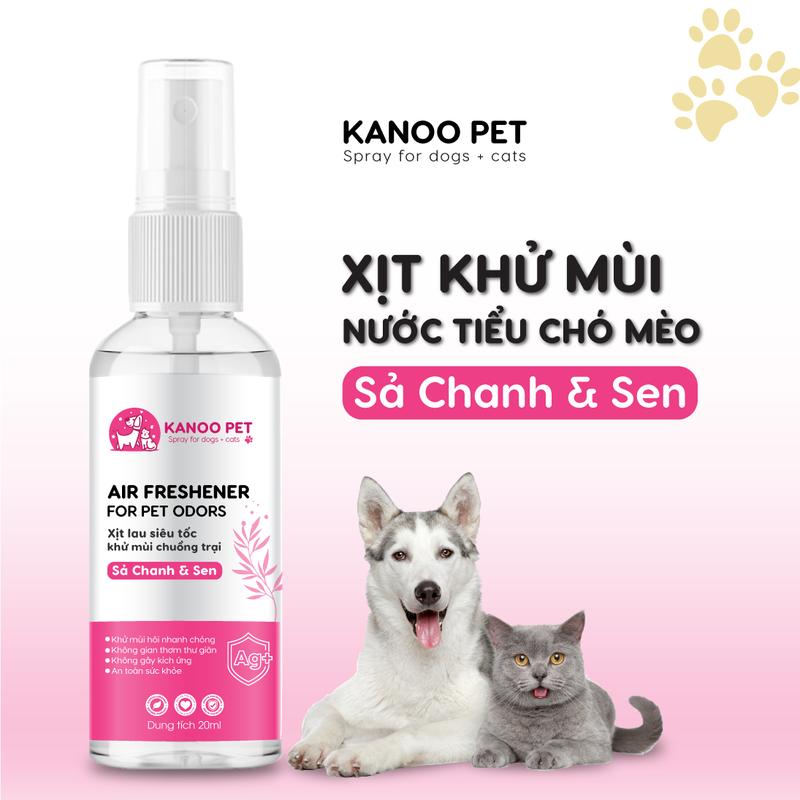  Xịt thơm khử mùi nước tiểu chó mèo Kanoo Pet - Sả Chanh Sen 20ml 