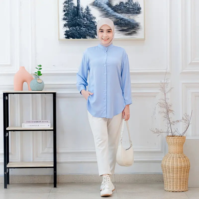 Talita Simple Blouse Atasan Wanita Lengan 7/8 Bahan Rayon Twill Ukuran M-XXL LD 120cm 2