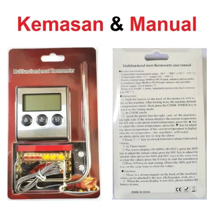 Thermometer Timer Masak Digital Termometer Cooking Suhu Air Masakan Obat Dapur TP101 Dapur Meat D24 5