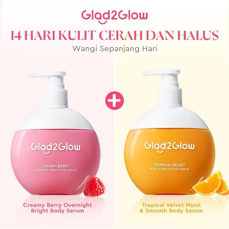 ￼Glad2Glow Creamy Berry Overnight Bright Body Serum 300ml | Body Cream Body Lotion