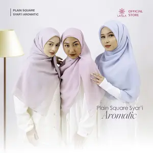 Latela Syar'i Aromatic Hijab Plain Square Jumbo 130x130 Ukhti Hijab Segi Empat Jumbo Hijab Syar'i Muslim Polycotton Syari Premium