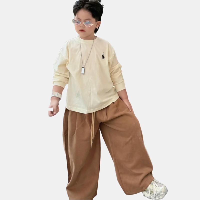 (Khách chọn theo chiều cao) Quần Nỉ Thể Thao Ống Suông Trẻ Em Mùa Thu Đông 2025, Quần Nỉ Chất Dày Đẹp Ấm Có Chun Rút Gấu Kiểu Dáng Basic Cho Bé Size 18-44kg B0021